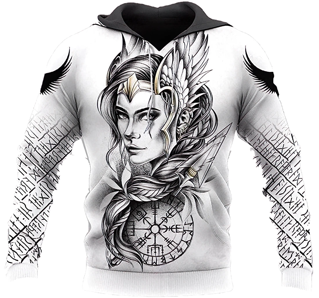 Goddess Freya Vegvisir Viking & Unisex Lightweight Premium Sportwear Up - 3D Printed Hoodie, Sweatshirt