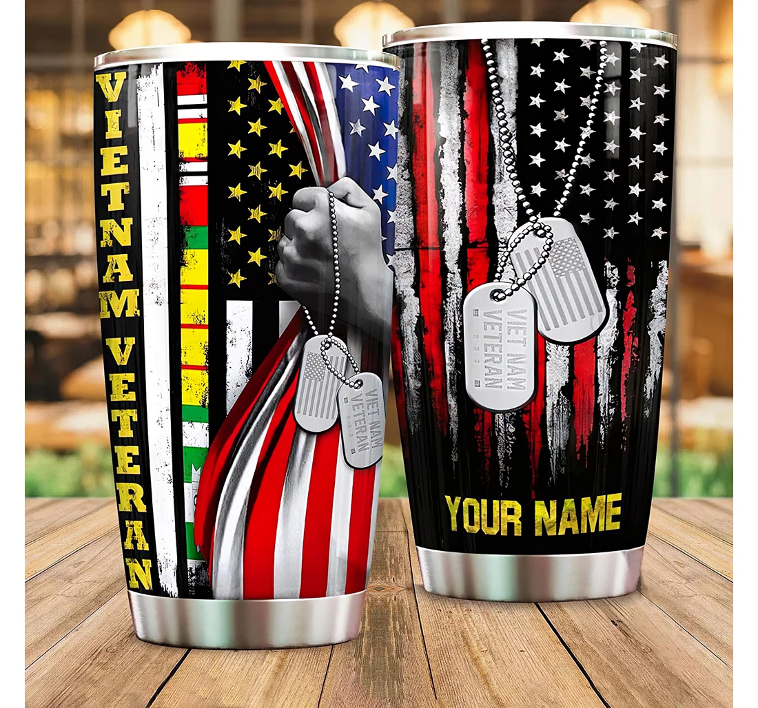 Custom Vietnam Veteran Vietnam War Veteran Custom Name Stainless Cup Tumbler 20 - 30oz With Lid, Travel Coffee Mug