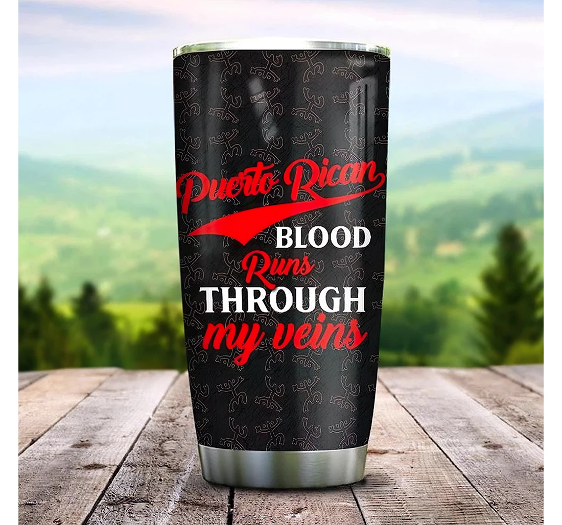 Puerto Rico Blood Baseball Present Sports Player Baseball Lover Customize Name Cup Tumbler 20 - 30oz With Lid, Travel Coffee