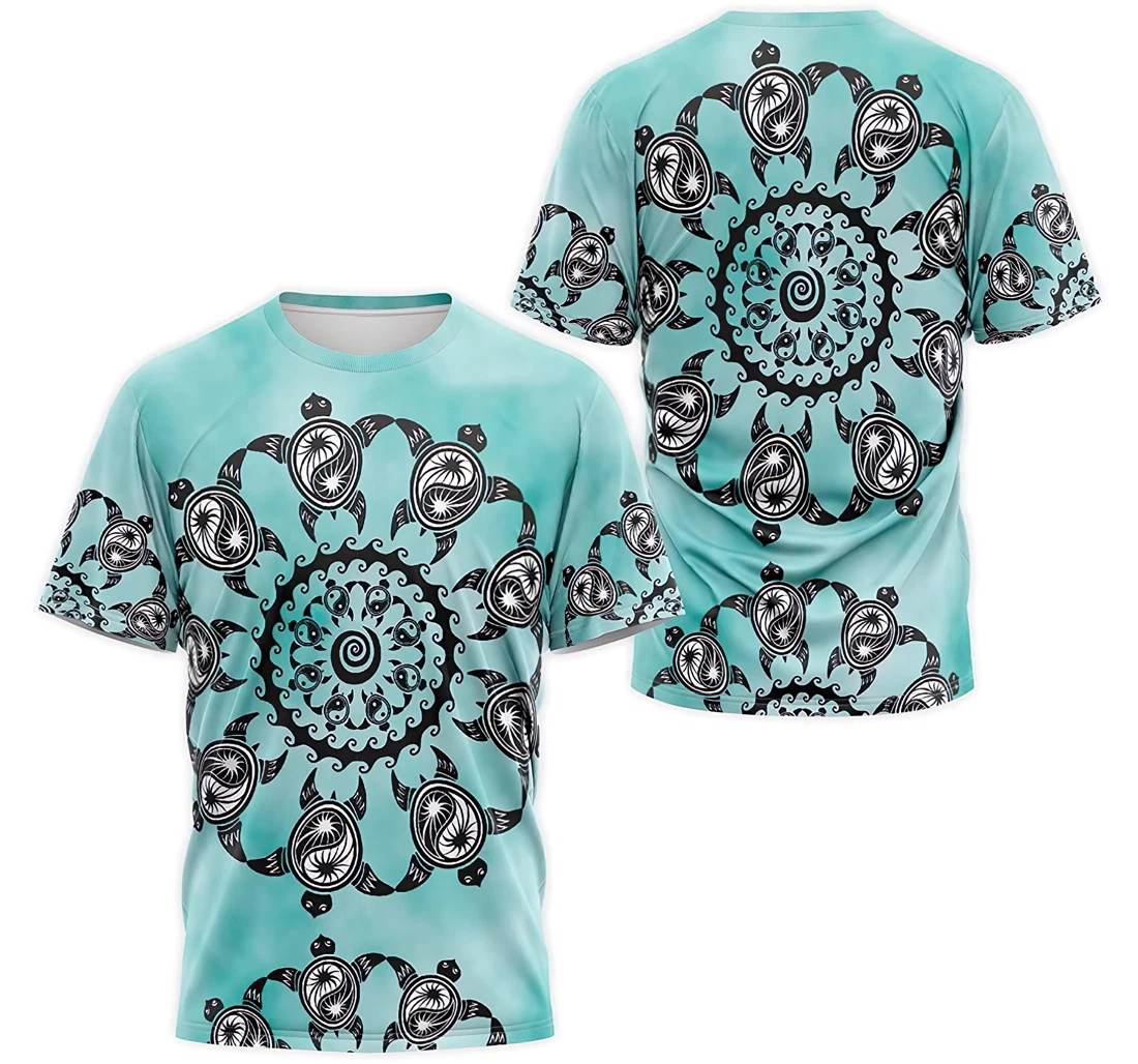 T-Shirt, Hoodie - Lunisolar Turtle Flowers Mandala 3D Printed