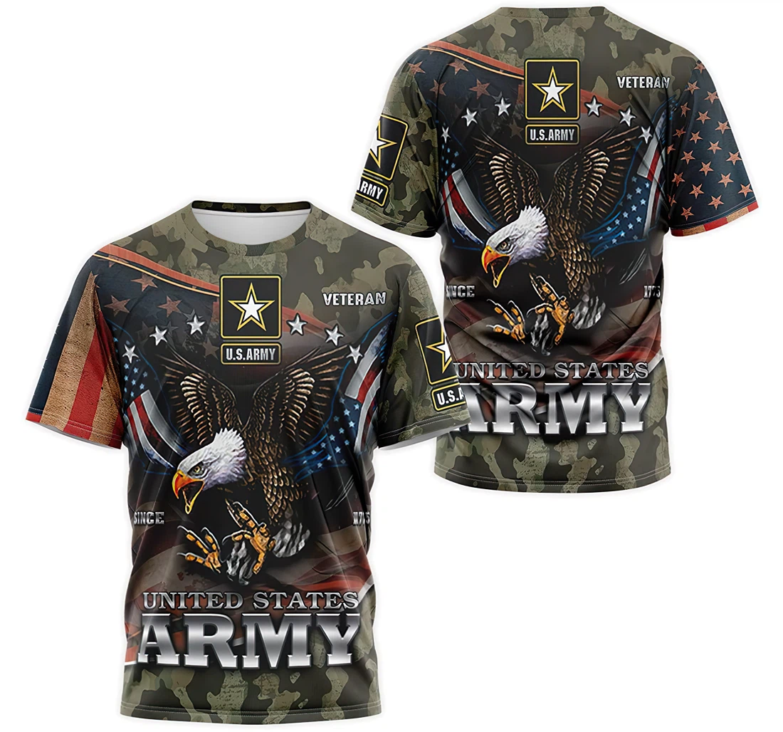 T-Shirt, Hoodie - Veteran US Army Eagle American Flag Camo 3D Printed