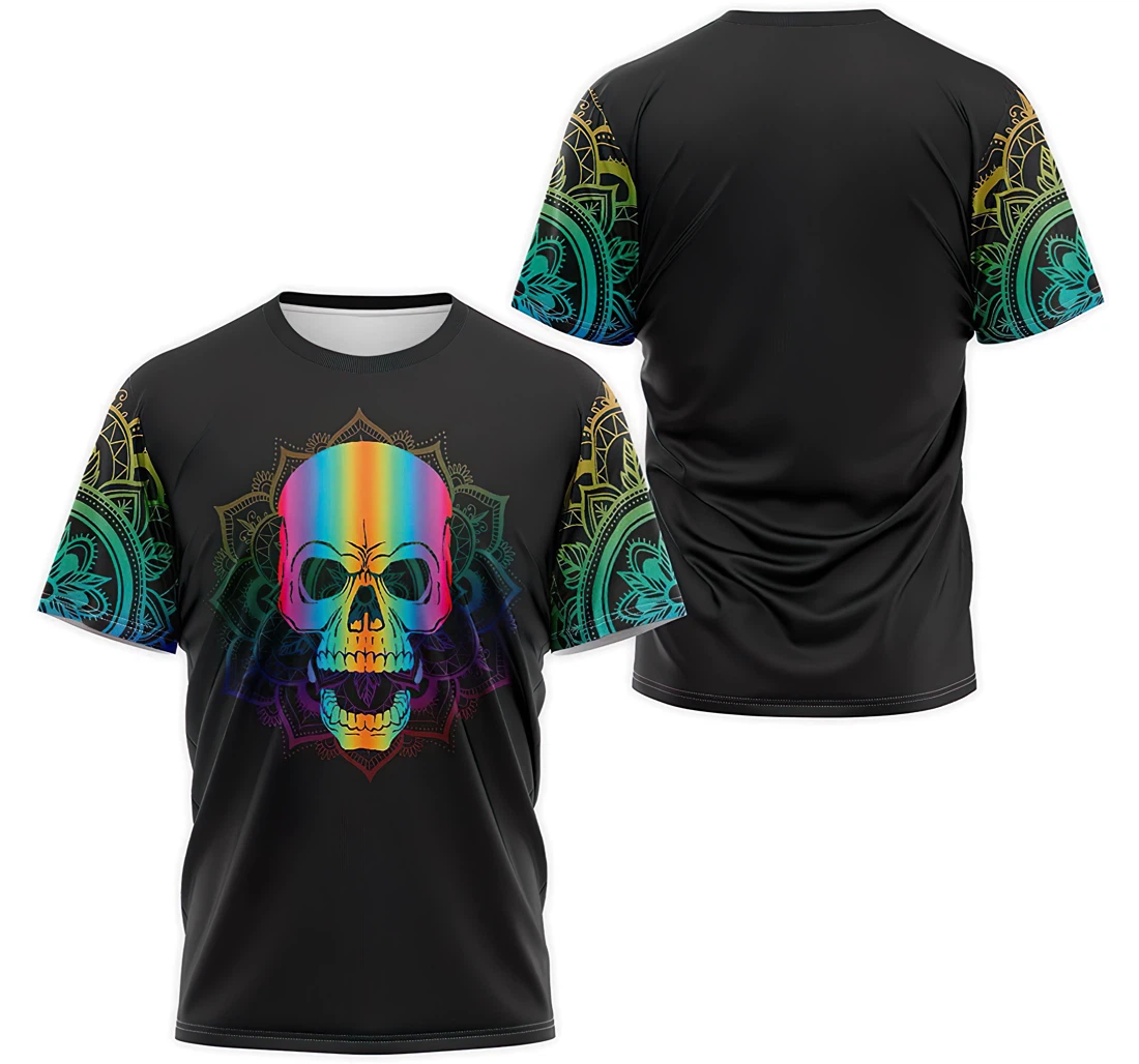 T-Shirt, Hoodie - Skull Multicolor Mandala 3D Printed