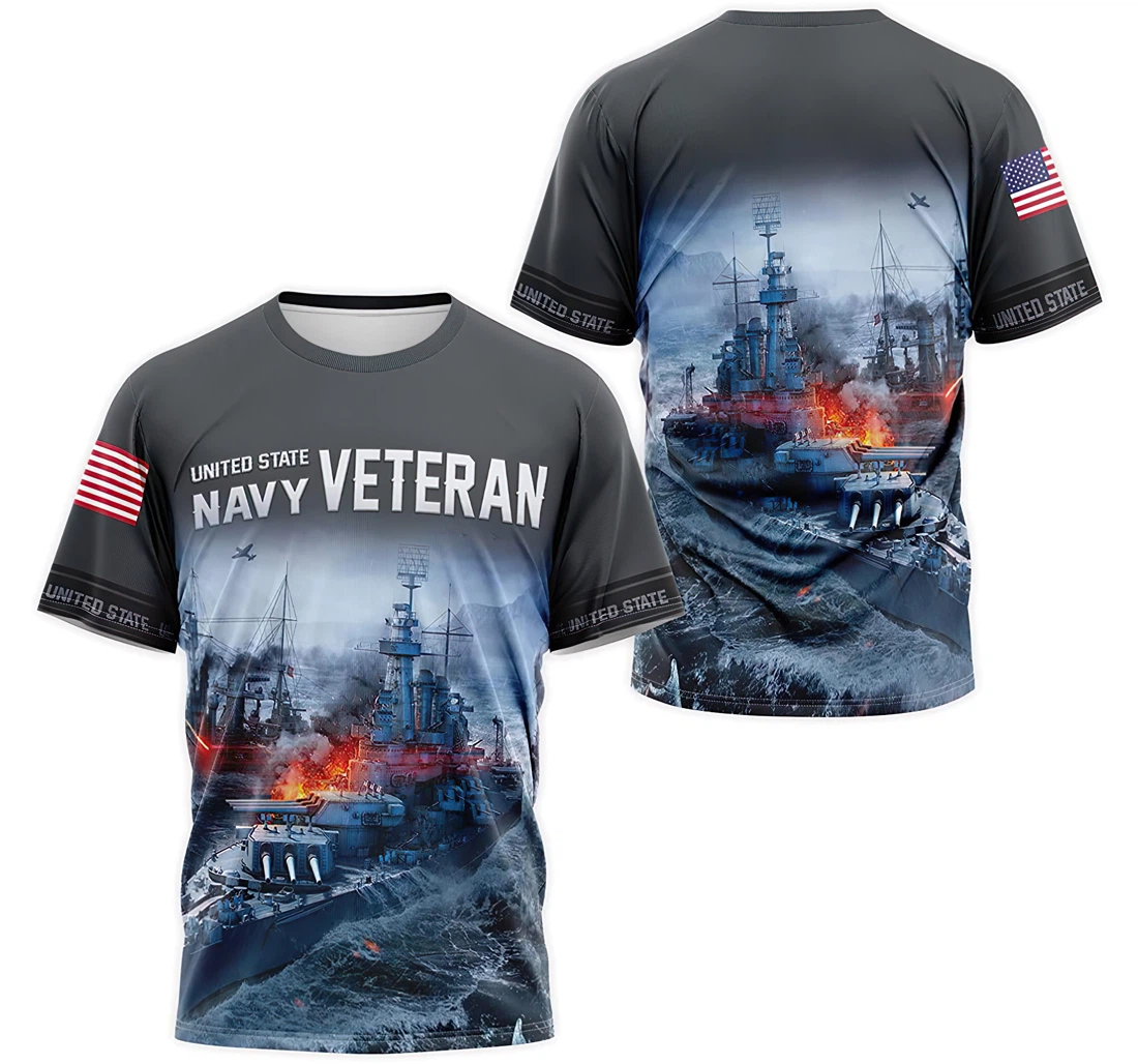 T-Shirt, Hoodie - US Navy Veteran Battleship 3D Printed