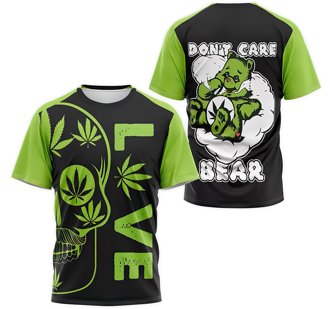 T-Shirt, Hoodie - Love Skull Cannabis Don’t Care Bear 3D Printed