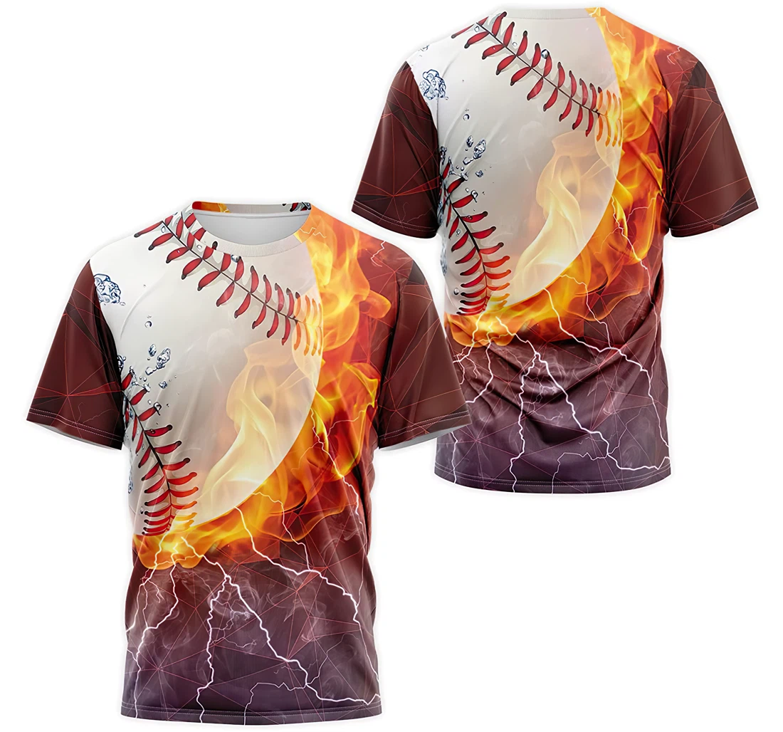 T-Shirt, Hoodie - Baseball Softball Fire Thunder 3D Printed