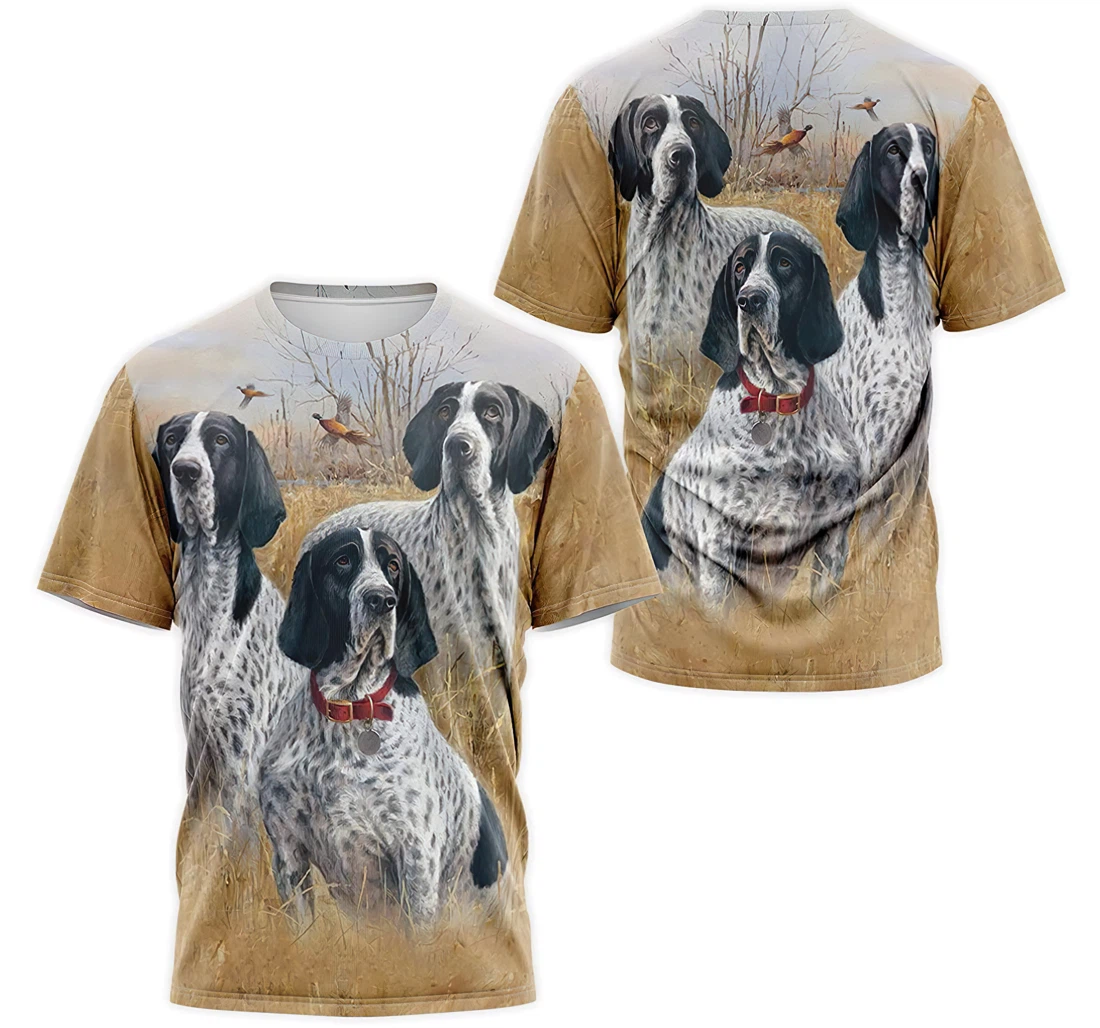 T-Shirt, Hoodie - White Braque Francais Dog 3D Printed