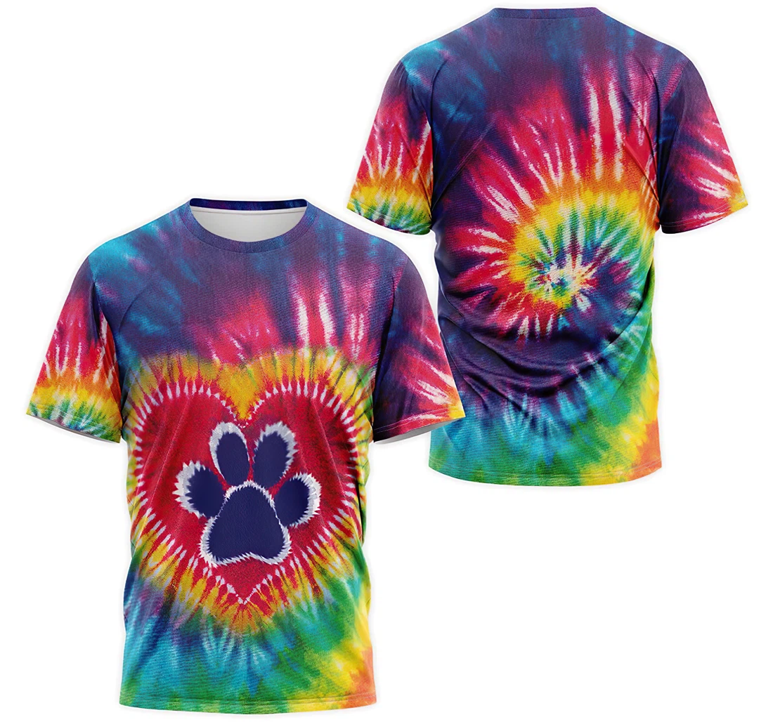 T-Shirt, Hoodie - Tie Dye Heart Paw 3D Printed