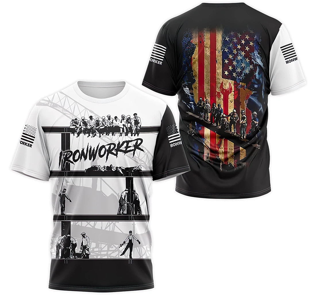 T-Shirt, Hoodie - Ironworker American Flag 3D Printed