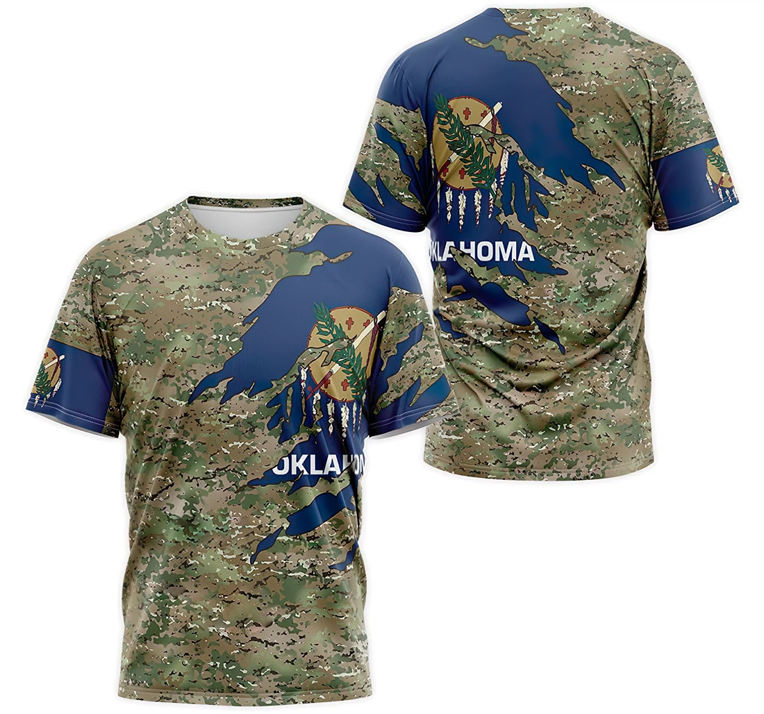 T-Shirt, Hoodie - Flag Of Oklahoma Camo 3D Printed