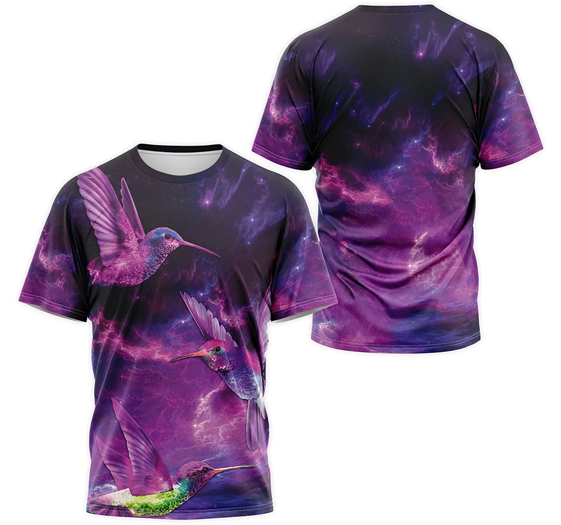 T-Shirt, Hoodie - Purple Galaxy Hummingbird 3D Printed