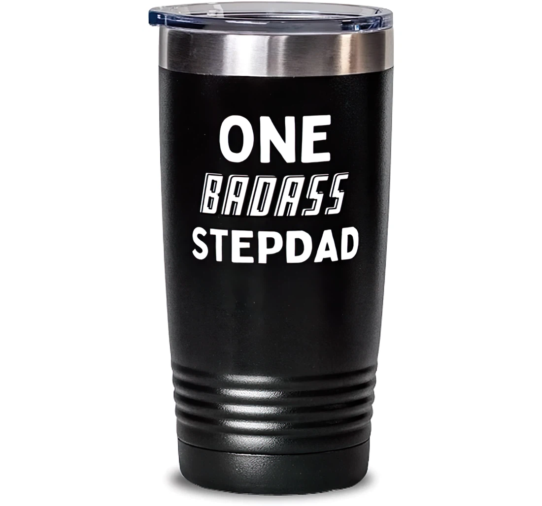 Cool Stepdad One Badass Stepdad Dad Stepdad From Son Daughter Stanless Steel Tumbler 20oz