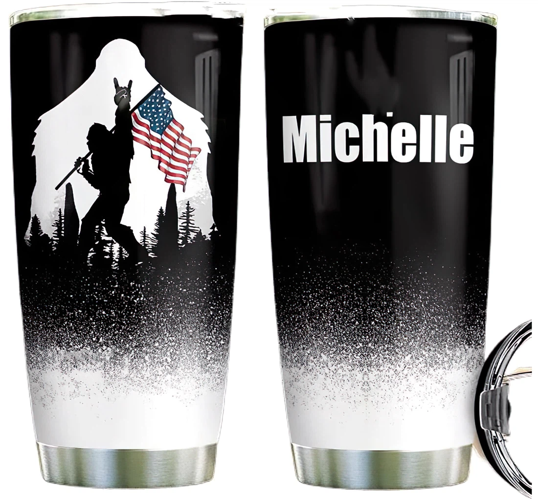Bigfoot American Personalized Custom Name Cup Drinking Coffee Tumbler 20-30oz With Lid, Travel