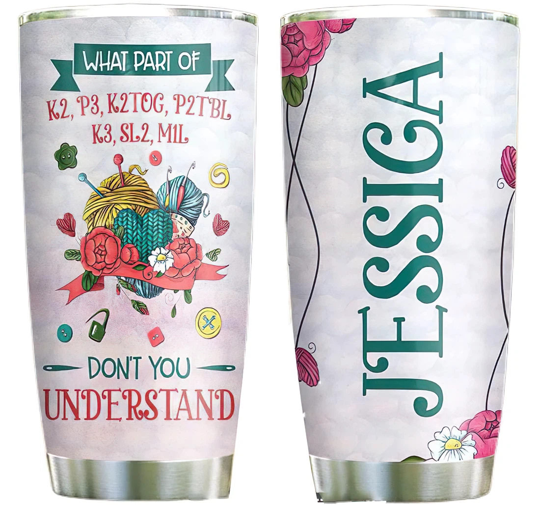 Personalized Knitting Thing Custom Name Cup Drinking Coffee Tumbler 20-30oz With Lid, Travel