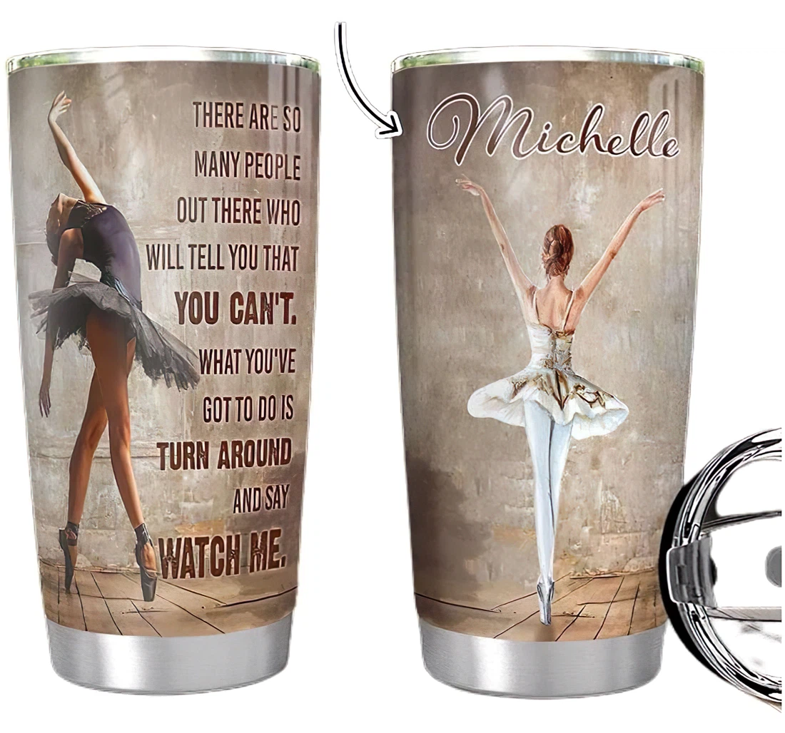 Ballet Personalized Custom Name Cup Drinking Coffee Tumbler 20-30oz With Lid, Travel Coffee