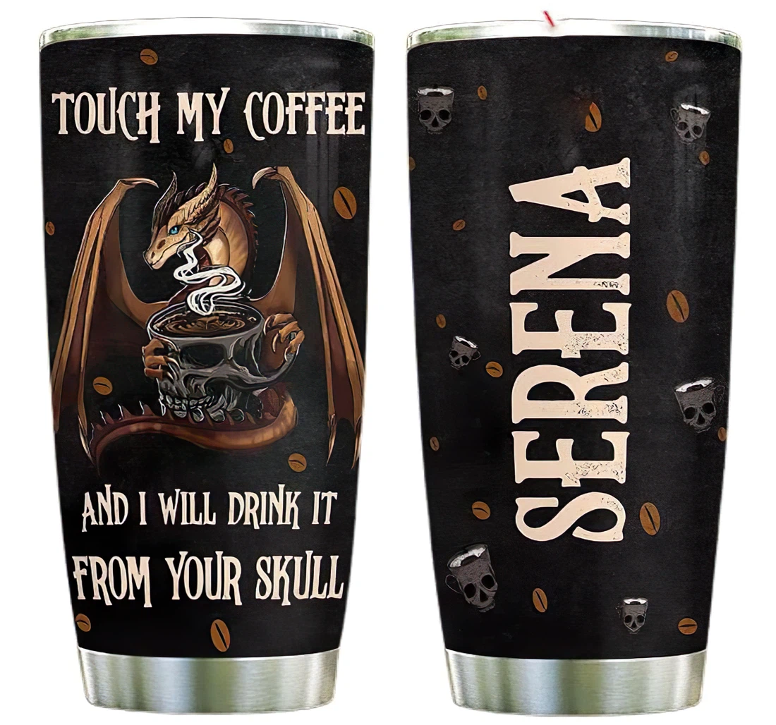 Dragons Love Coffee Personalized Custom Name Cup Drinking Coffee Tumbler 20-30oz With Lid, Mug