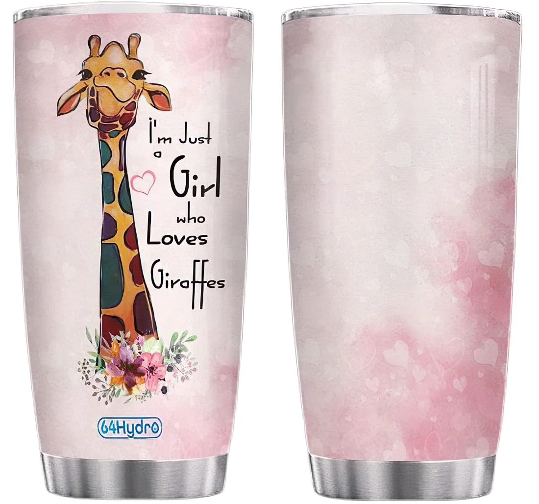 Giraffe Love Personalized Custom Name Cup Drinking Coffee Tumbler 20-30oz With Lid, Travel Mug