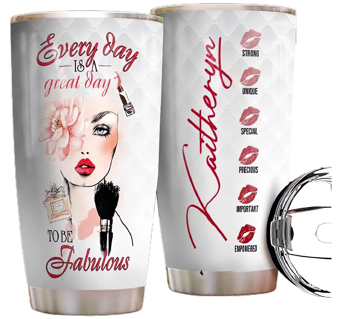 Fabulous Makeup Personalized Custom Name Cup Drinking Coffee Tumbler 20-30oz With Lid, Travel