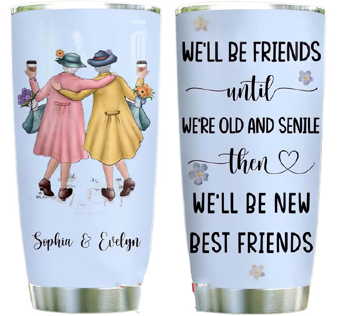 Best Friends Forever Personalized Custom Name Cup Drinking Coffee Tumbler 20-30oz With Lid,