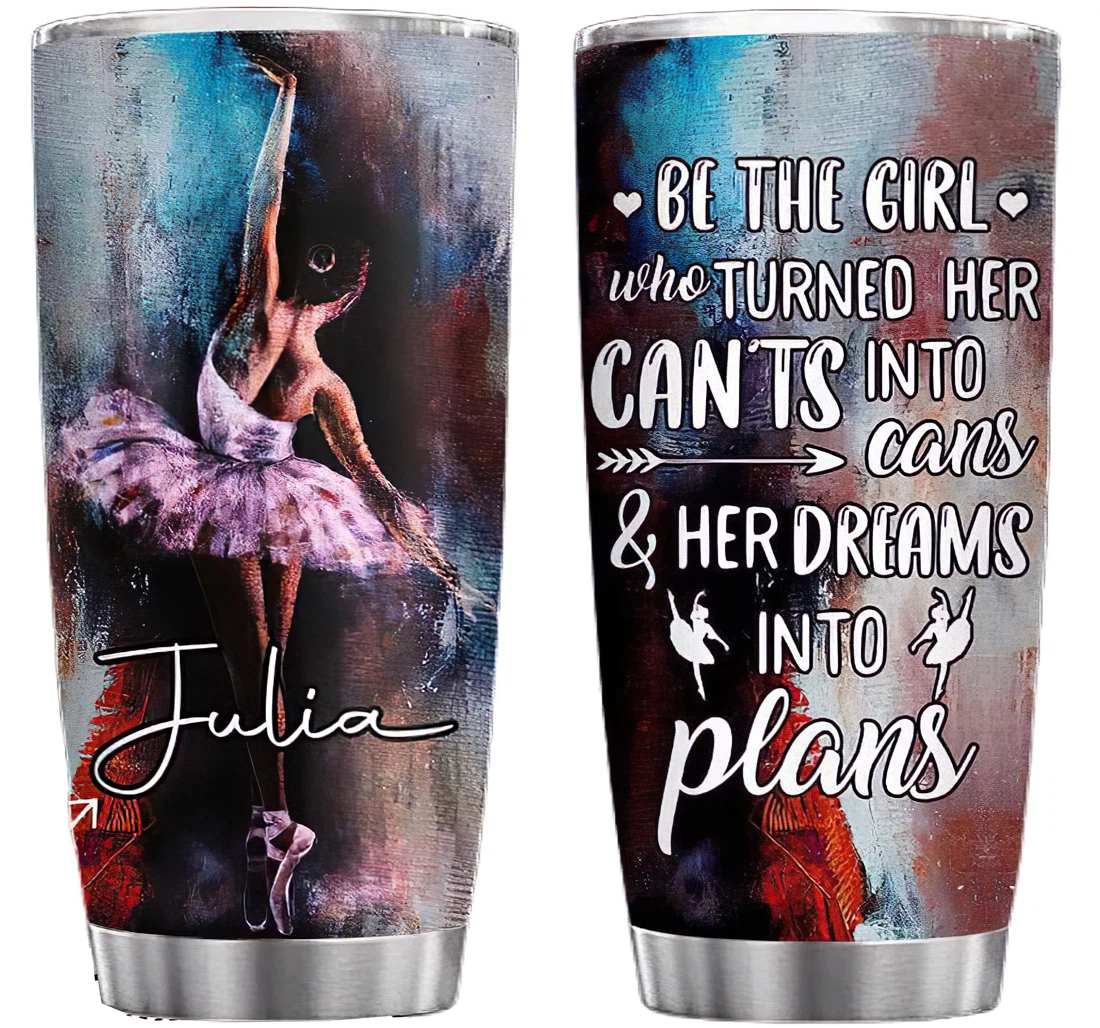 Personalized Ballet Dancer Custom Name Cup Drinking Coffee Tumbler 20-30oz With Lid, Travel