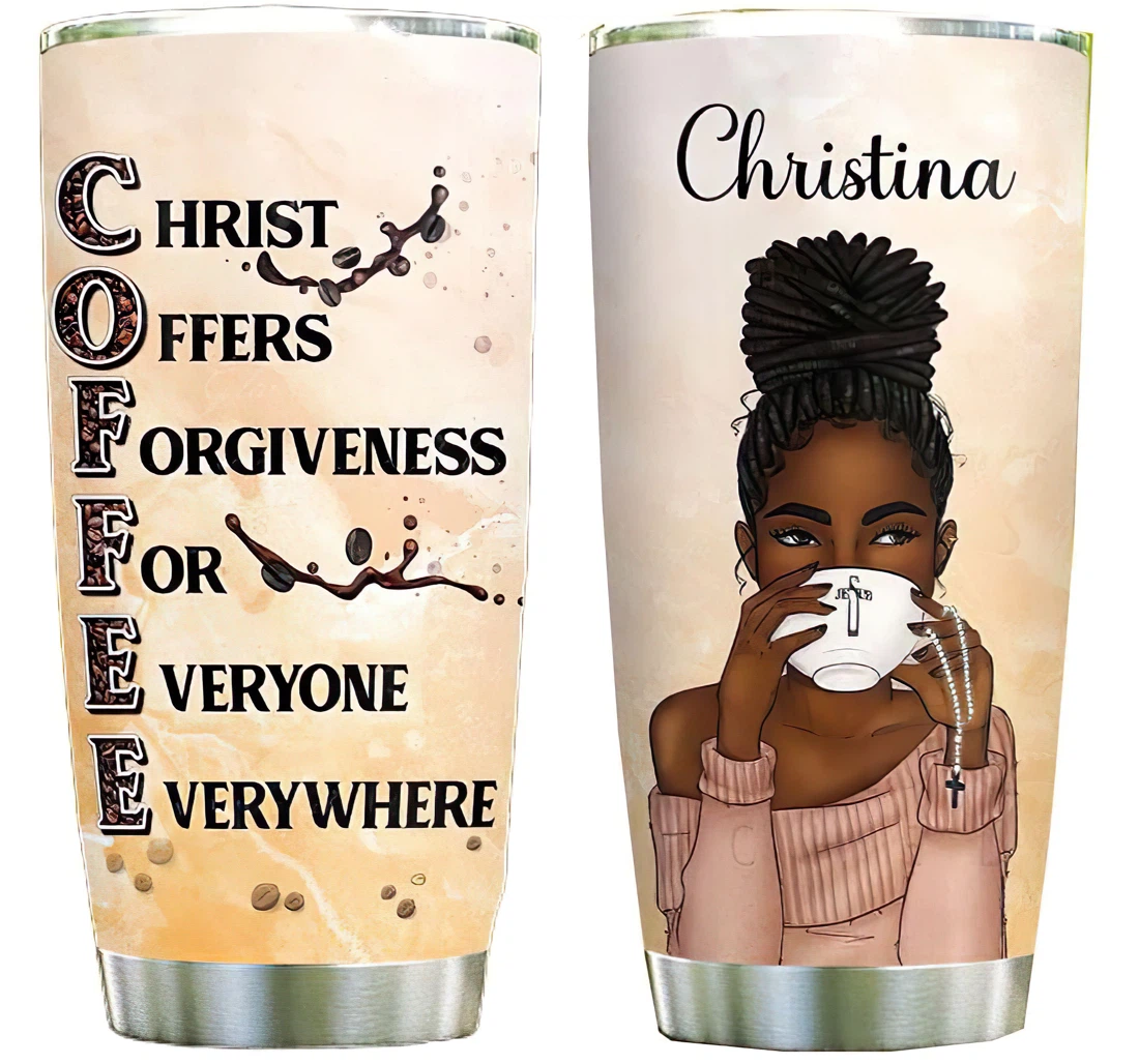 Queen Coffee Faith Personalized Custom Name Cup Drinking Coffee Tumbler 20-30oz With Lid, Mug