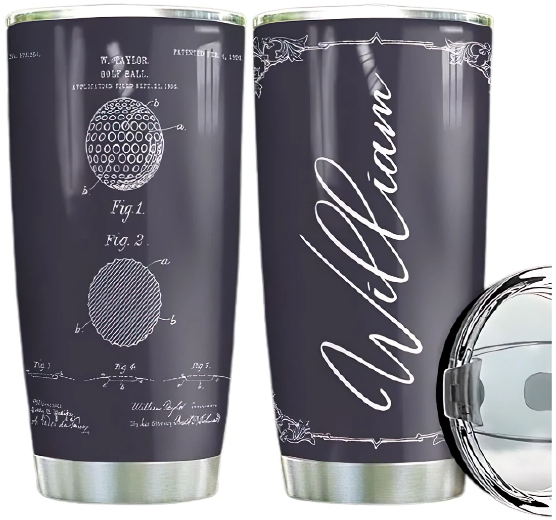 Golf Ball Personalized Custom Name Cup Drinking Coffee Tumbler 20-30oz With Lid, Travel Coffee