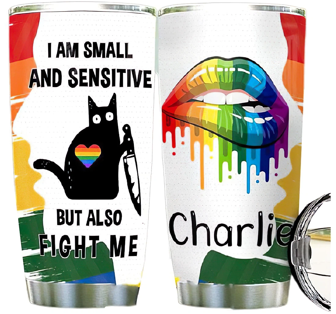 Cat Lgbt Personalized Custom Name Cup Drinking Coffee Tumbler 20-30oz With Lid, Travel Coffee