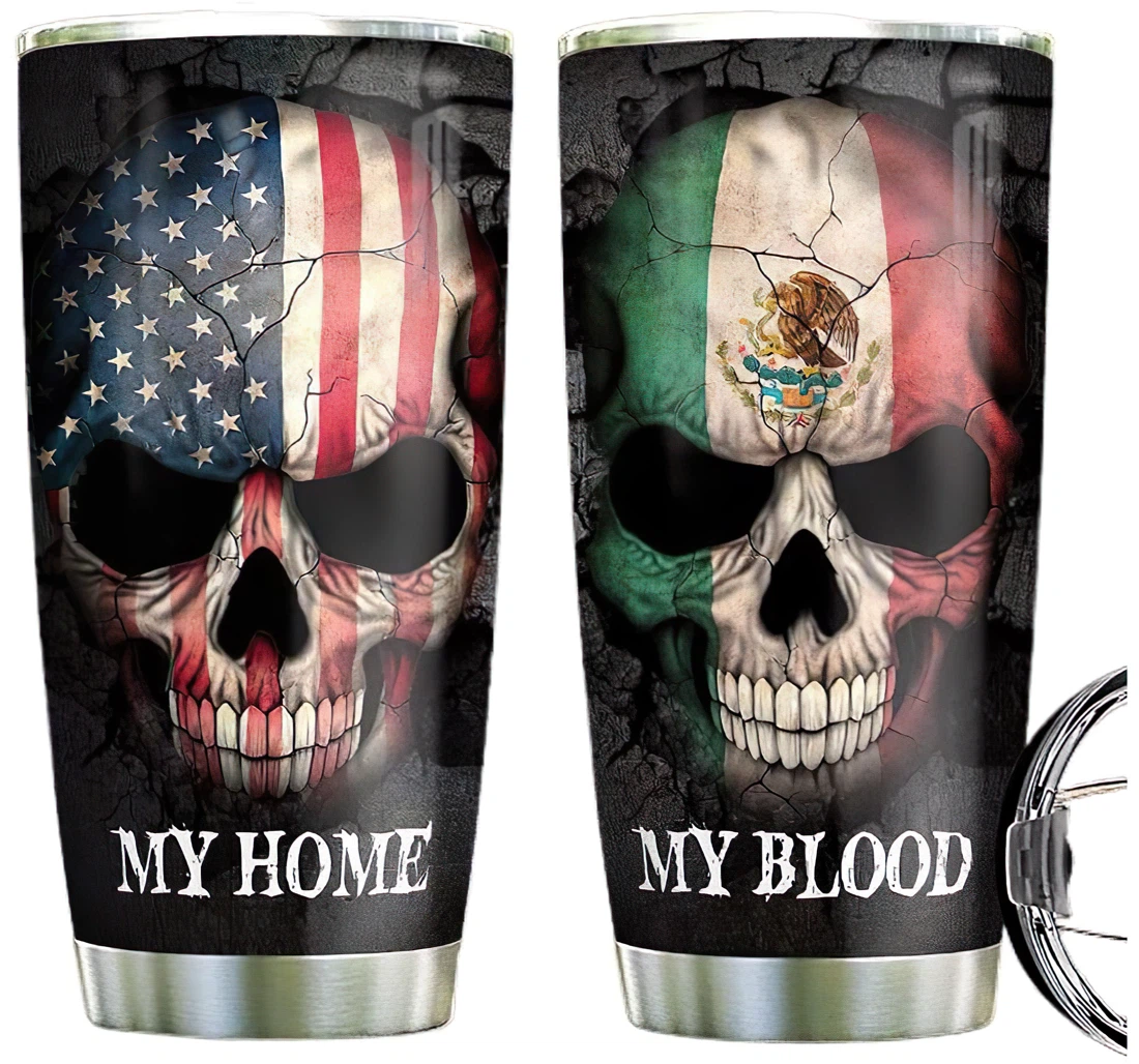 Mexico Skull Custom Name Cup Drinking Coffee Tumbler 20-30oz With Lid, Travel Coffee Mug
