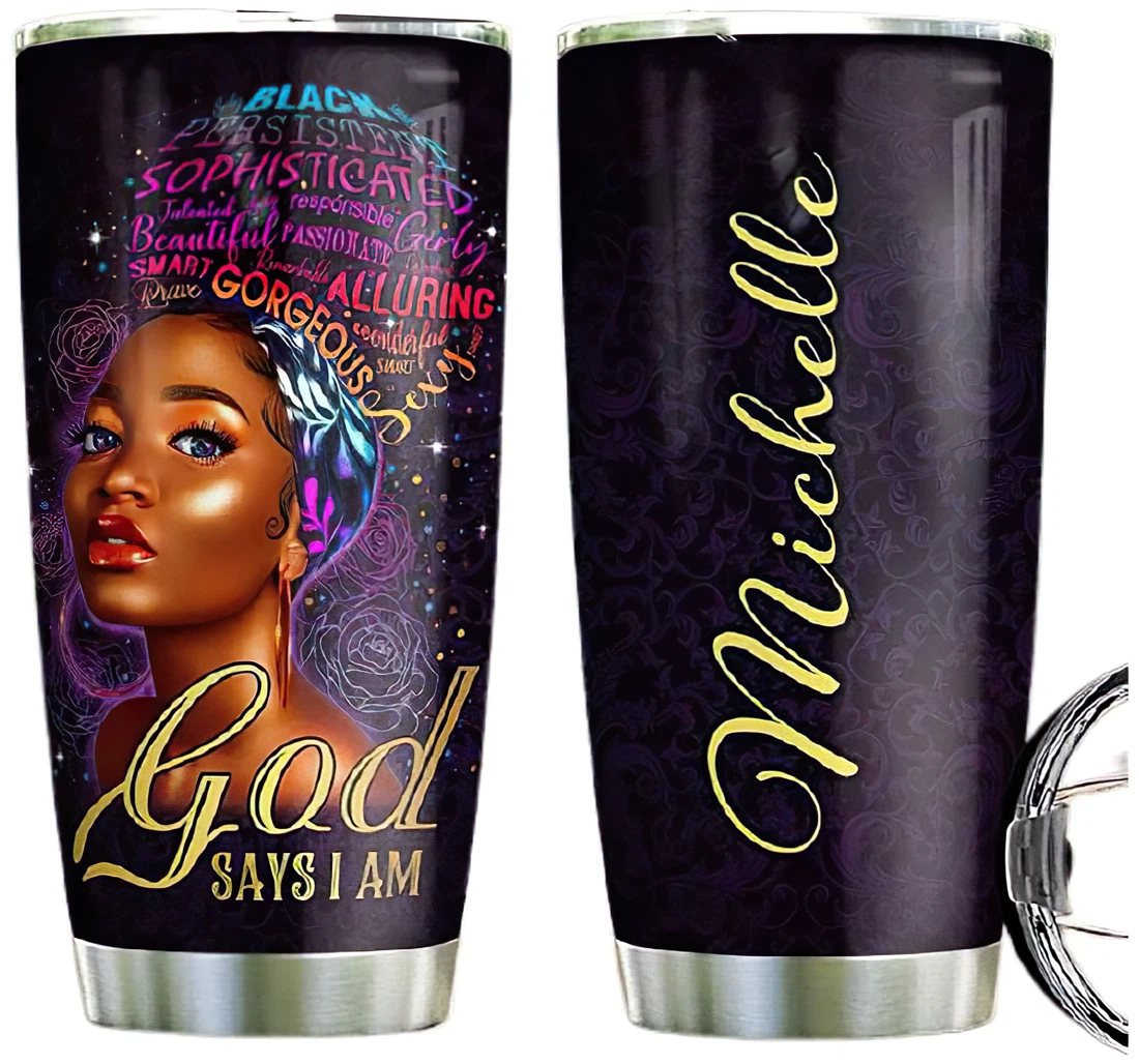 God Says I Am Cup Drinking Coffee Tumbler 20-30oz With Lid, Travel Coffee Mug