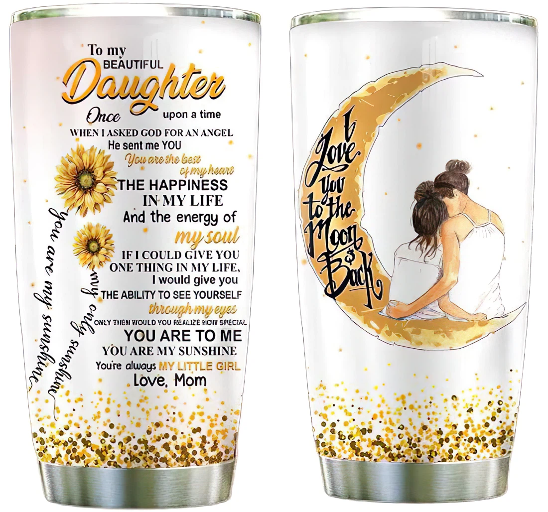 To My Daughter Sunflower Kd2 Custom Name Cup Drinking Coffee Tumbler 20-30oz With Lid, Travel