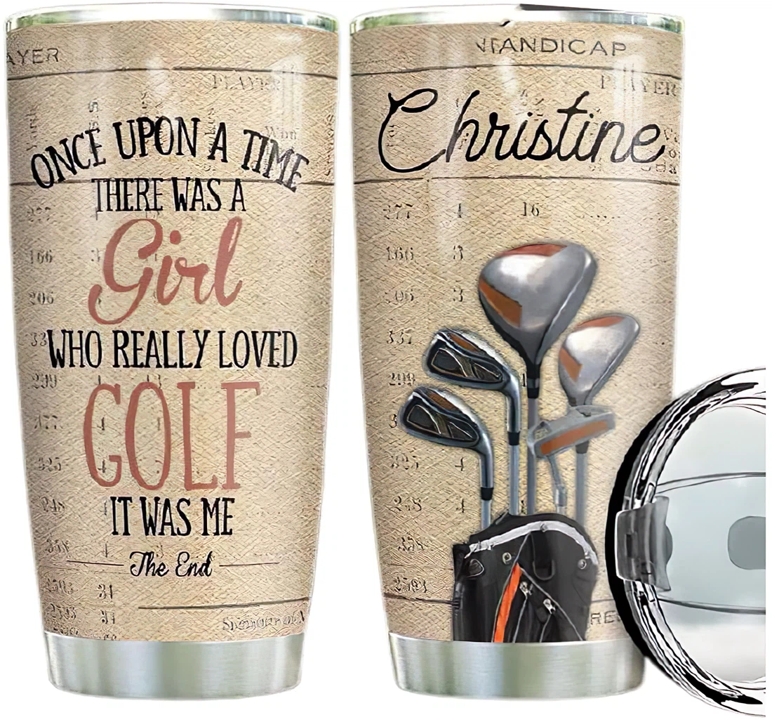 Girl Who Really Loved Golf It Was Me Personalized Custom Name Cup Drinking Coffee Tumbler With