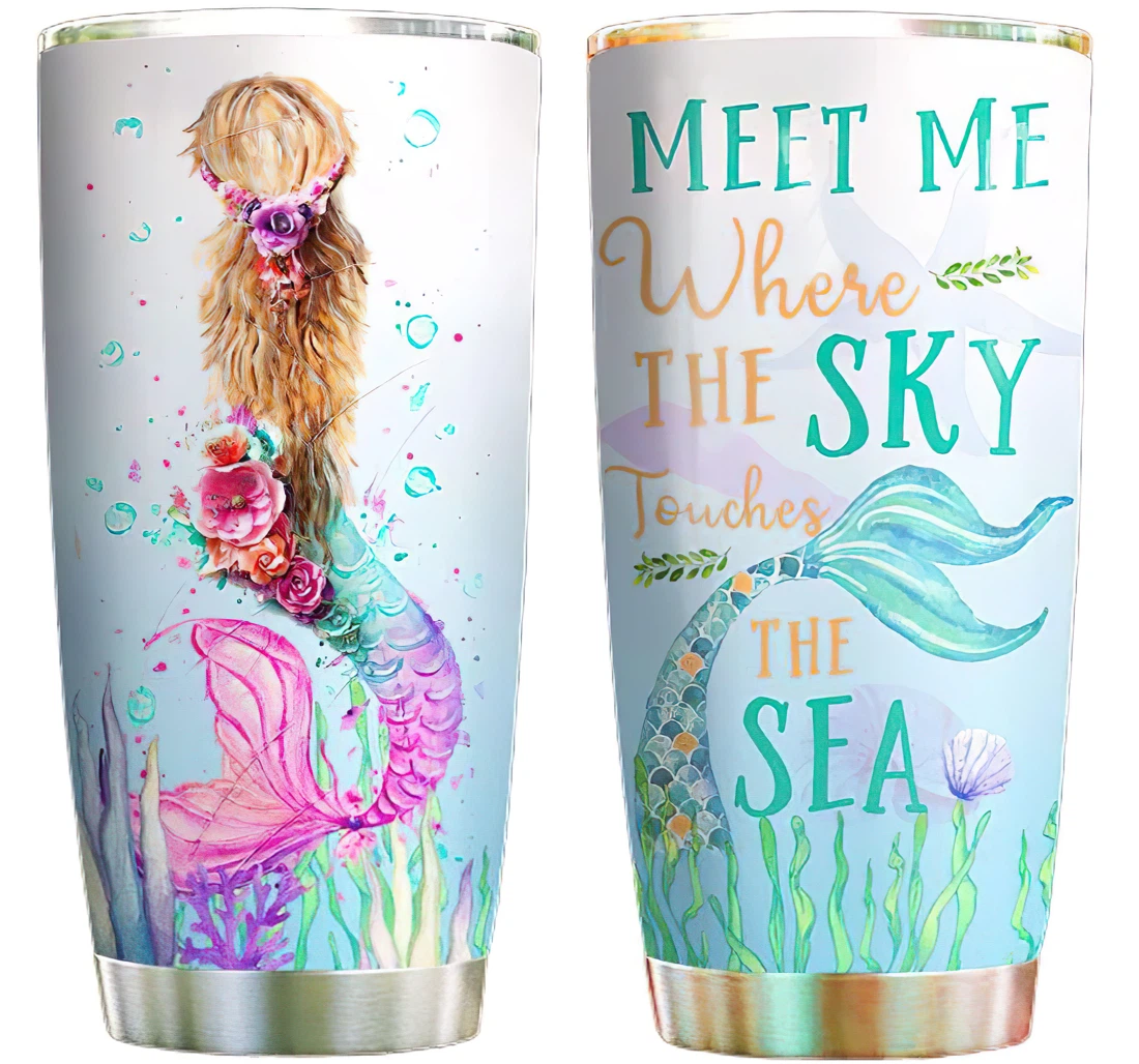 Mermaid Sea Kd2 Custom Name Cup Drinking Coffee Tumbler 20-30oz With Lid, Travel Coffee Mug