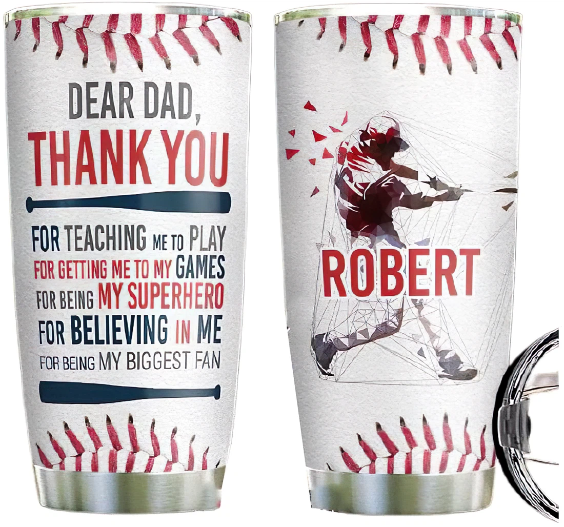 Baseball Son Personalized Custom Name Cup Drinking Coffee Tumbler 20-30oz With Lid, Travel Mug