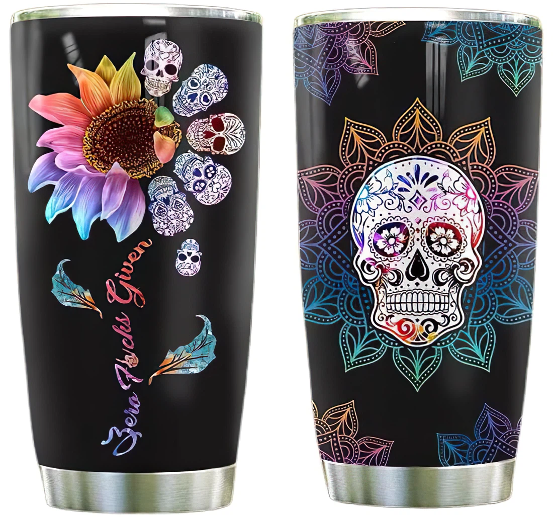 Skull Mandala Kd2 Custom Name Cup Drinking Coffee Tumbler 20-30oz With Lid, Travel Coffee Mug