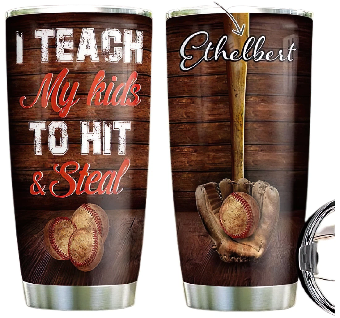 Baseball Personalized Custom Name Cup Drinking Coffee Tumbler 20-30oz With Lid, Travel Coffee