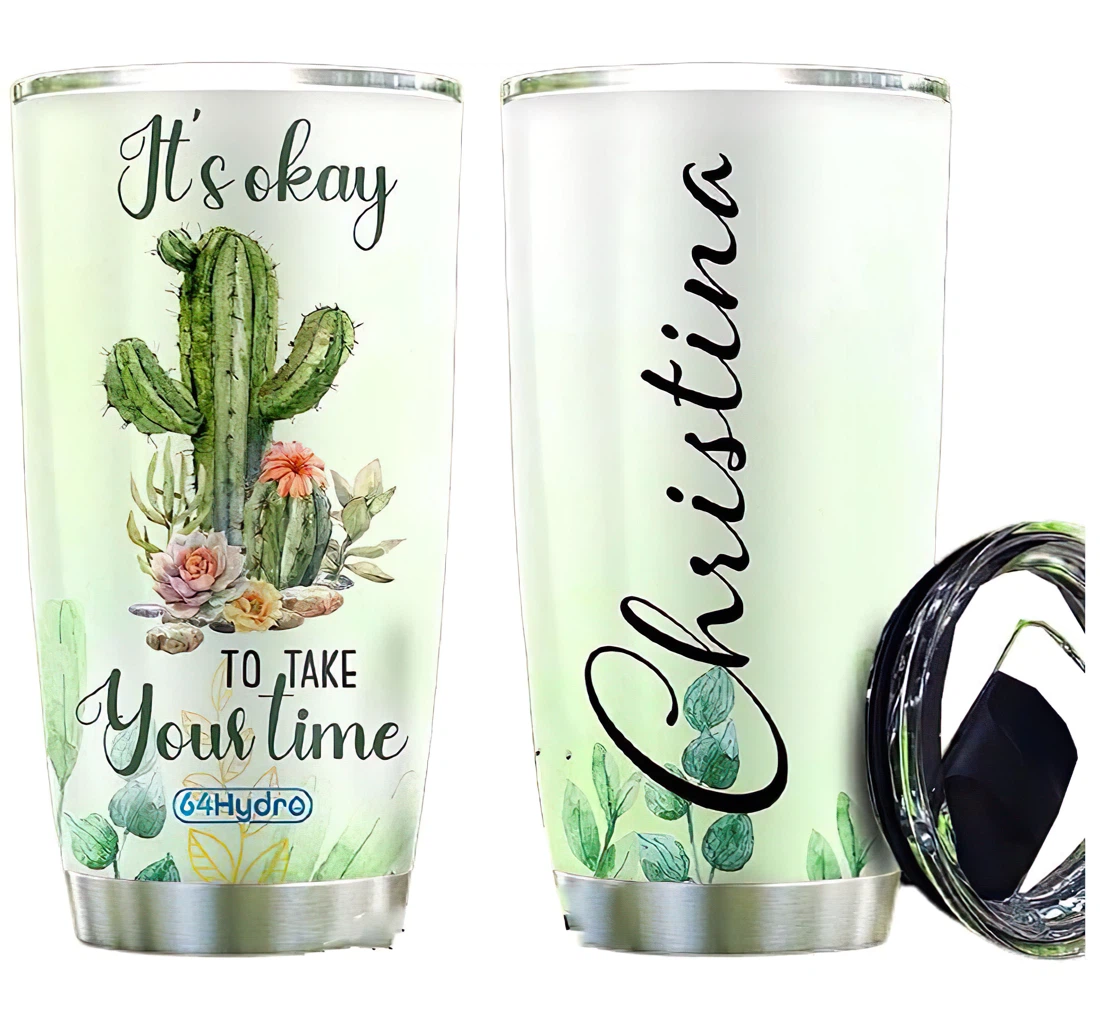 Cactus Personalized Custom Name Cup Drinking Coffee Tumbler 20-30oz With Lid, Travel Coffee