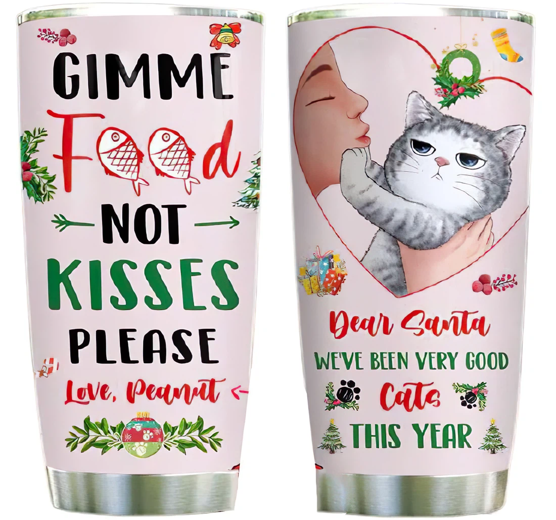 Cats Love Food Than Kisses Personalized Custom Name Cup Drinking Coffee Tumbler 20-30oz With