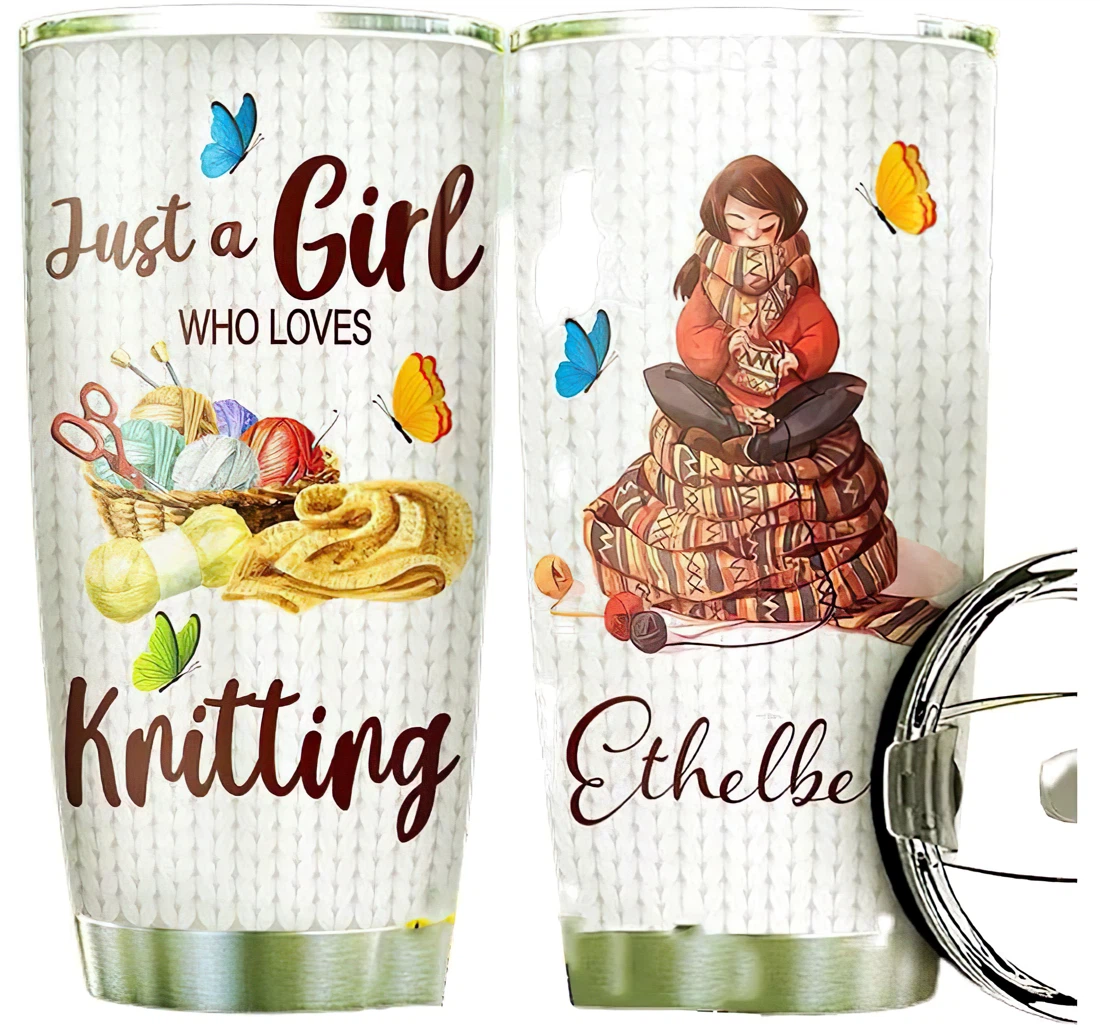 Knitting Personalized Custom Personalized Cup Drinking Coffee Tumbler 20-30oz With Lid, Travel