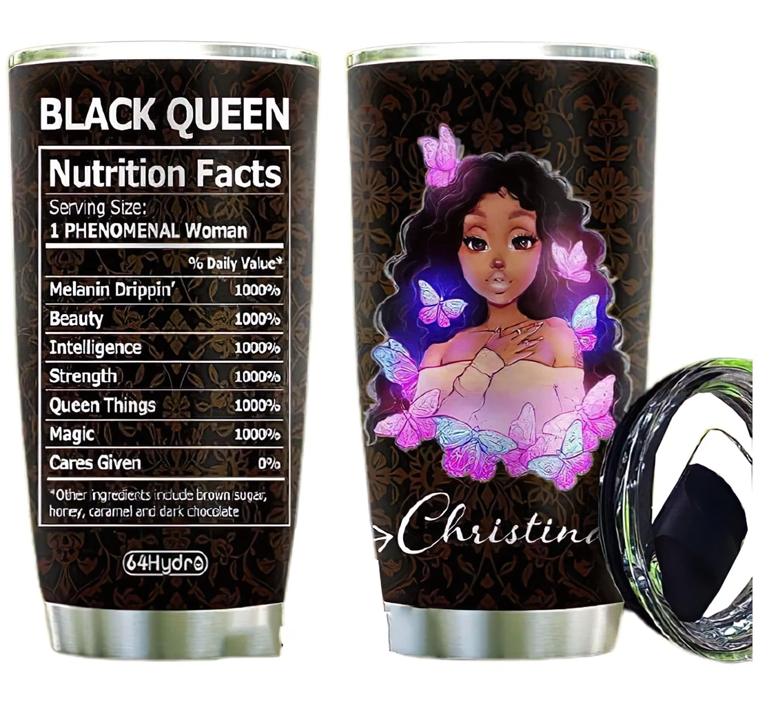 Queen Nutrition Facts Cup Drinking Coffee Tumbler 20-30oz With Lid, Travel Coffee Mug