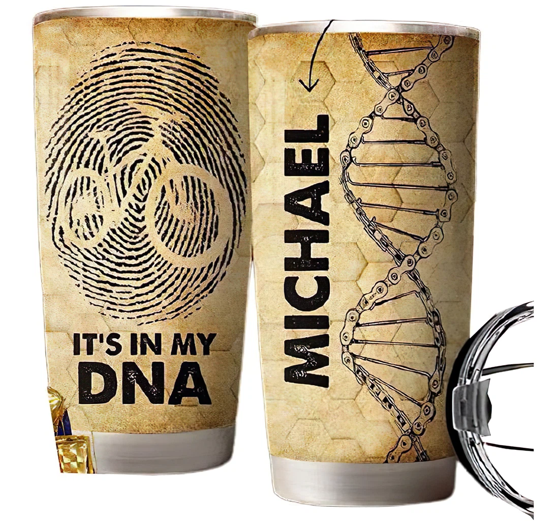 Cycling Dna Personalized Custom Name Cup Drinking Coffee Tumbler 20-30oz With Lid, Travel Mug