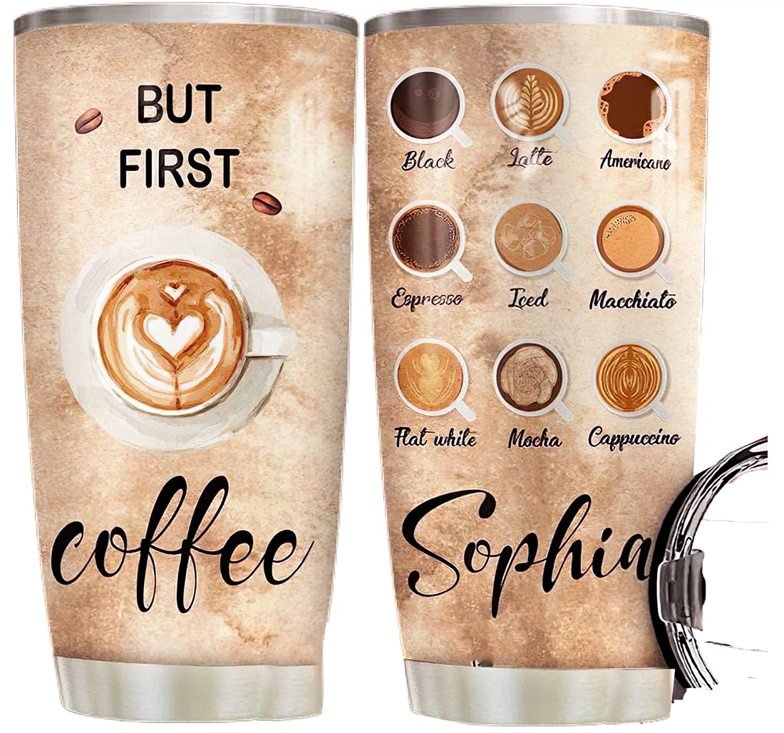 Coffee Personalized Custom Name Cup Drinking Coffee Tumbler 20-30oz With Lid, Travel Coffee