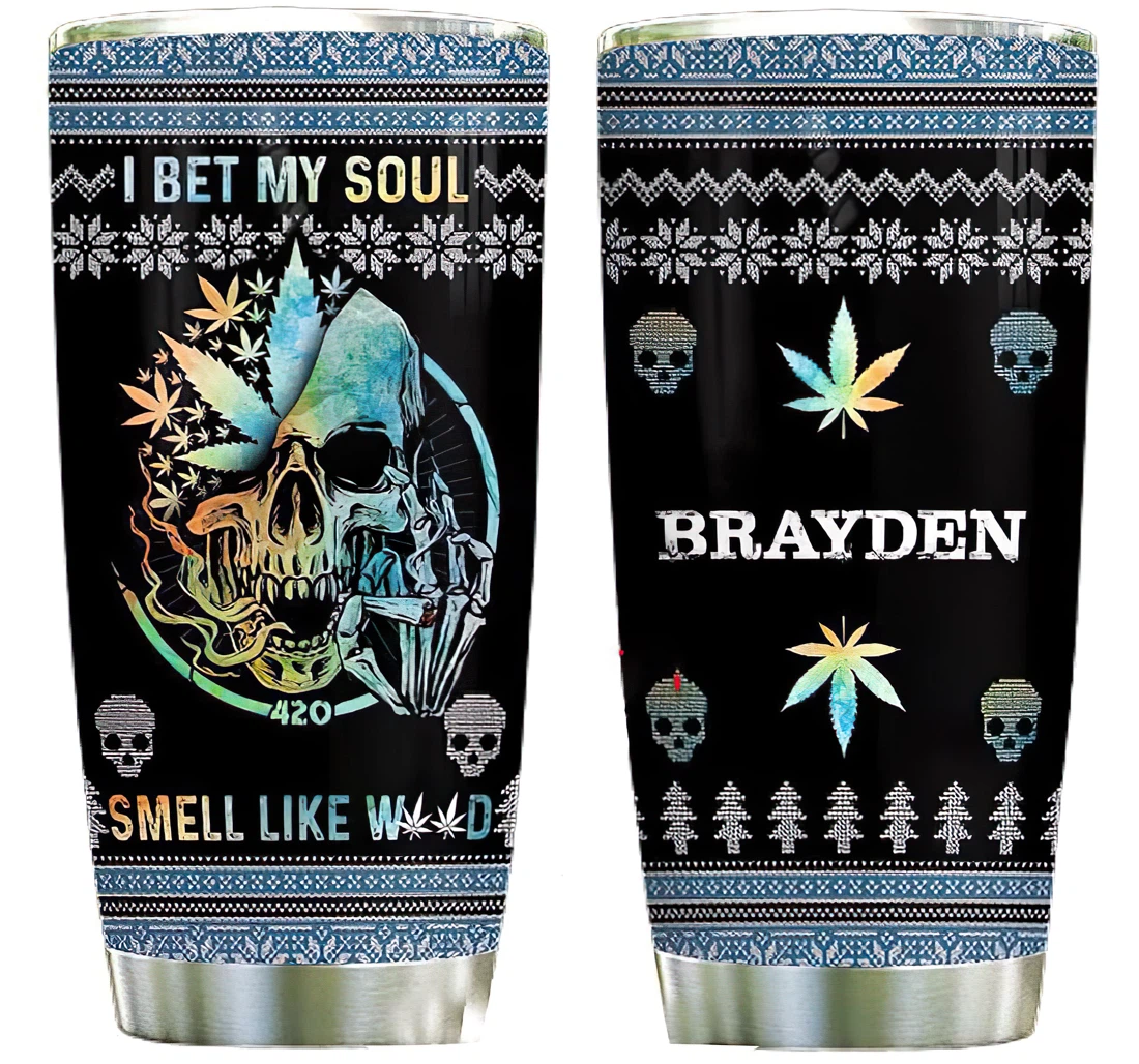 Skull Bet My Soul Personalized Customname Cup Drinking Coffee Tumbler 20-30oz With Lid, Travel
