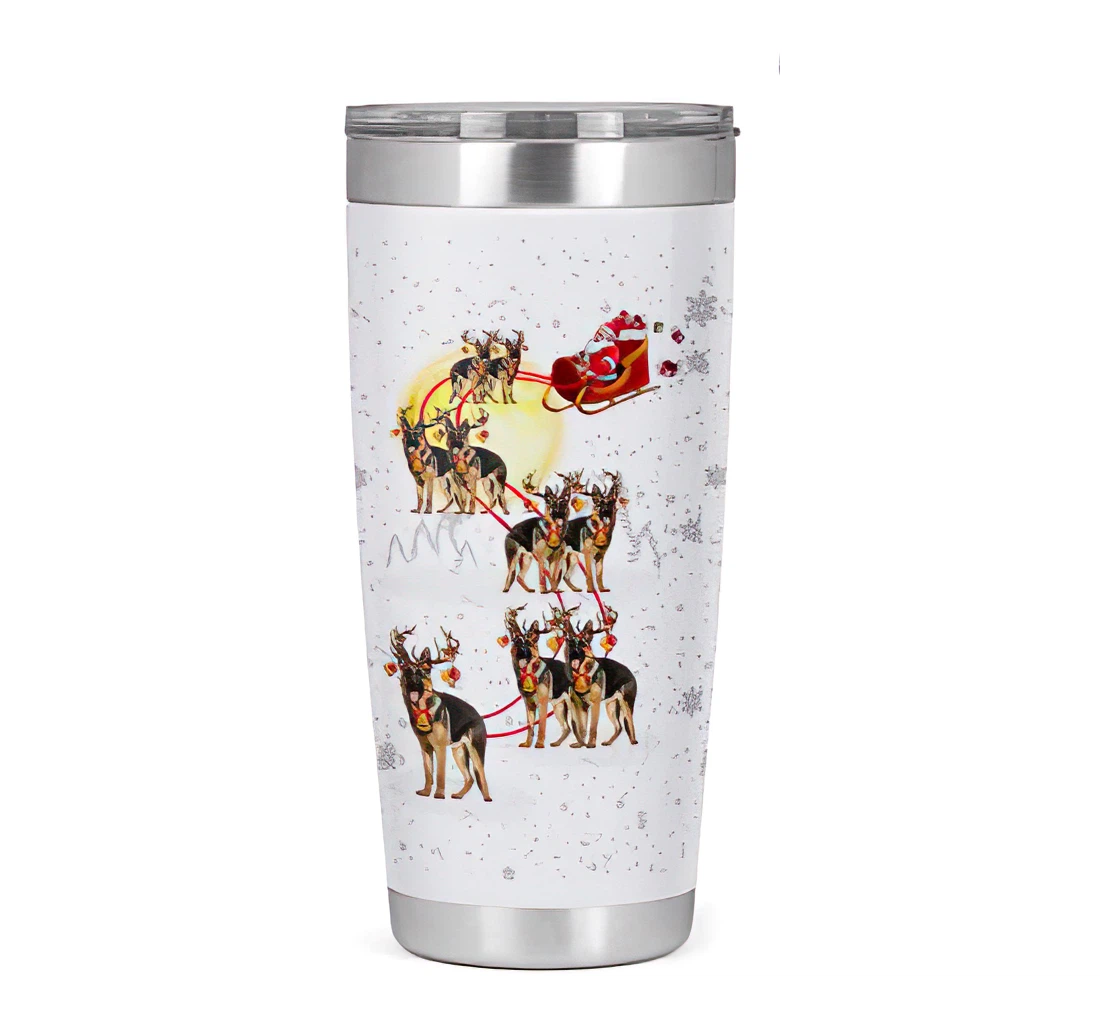 Tumbleric Dog German Shepherd A Santa Companion Special Christmas Gift Ideas Bulk Double Wall Vacuum Slim Water Cup Reusable Metal Tumbler 20oz With