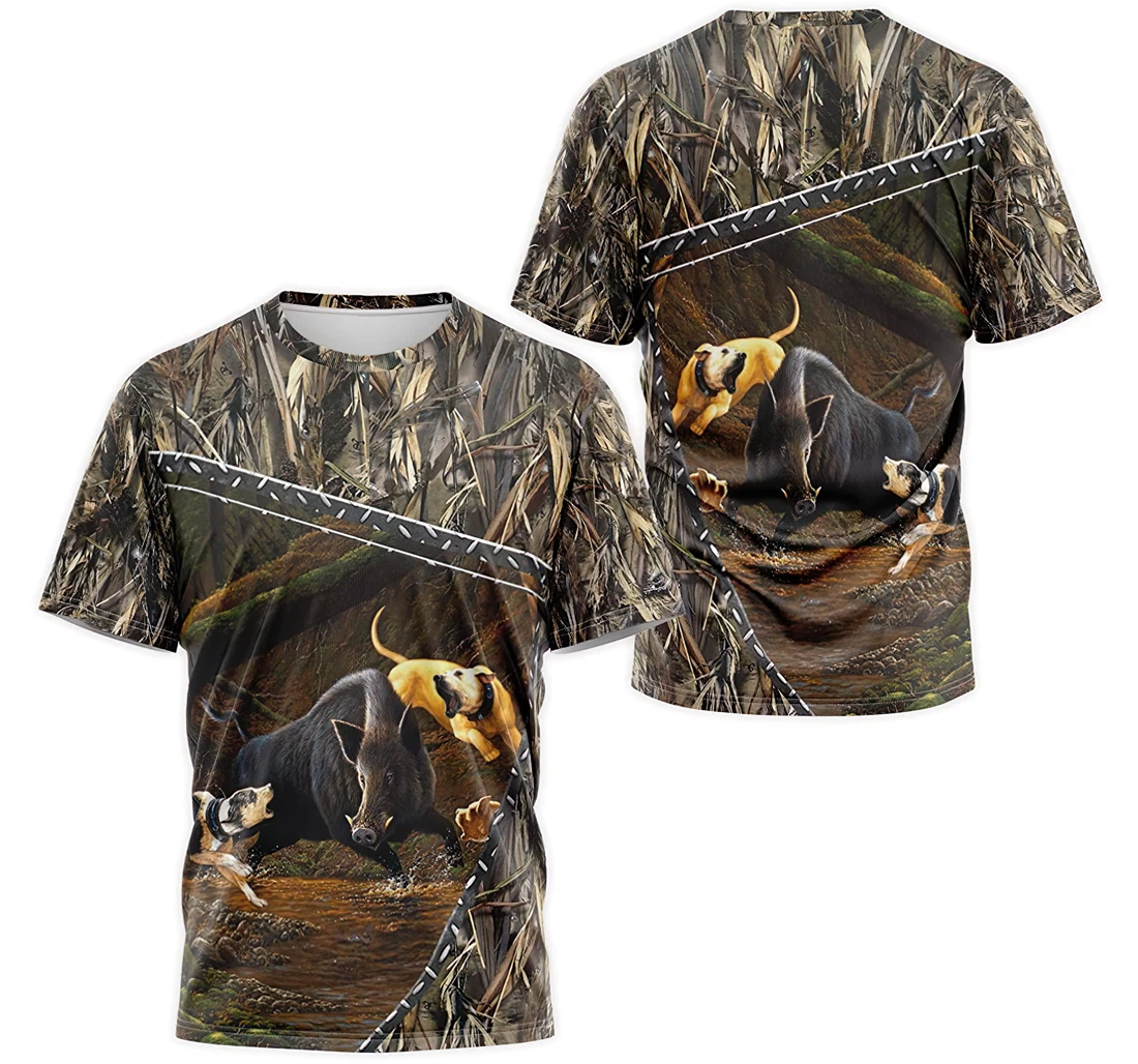 T-Shirt, Hoodie - Boar Hunting Dog Camo 3D Printed