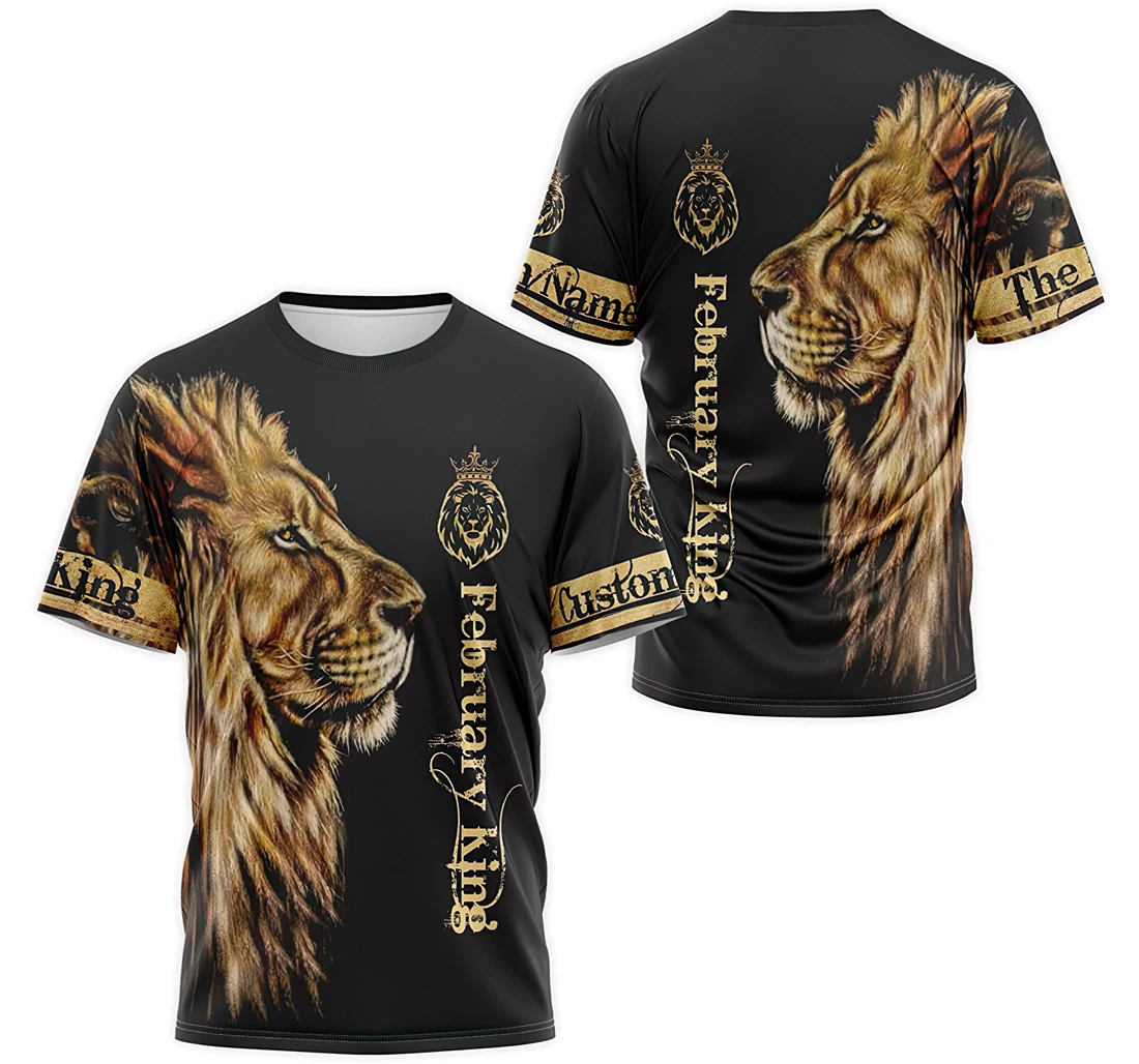 T-Shirt, Hoodie - Custom Name Lion February King T 3D Printed