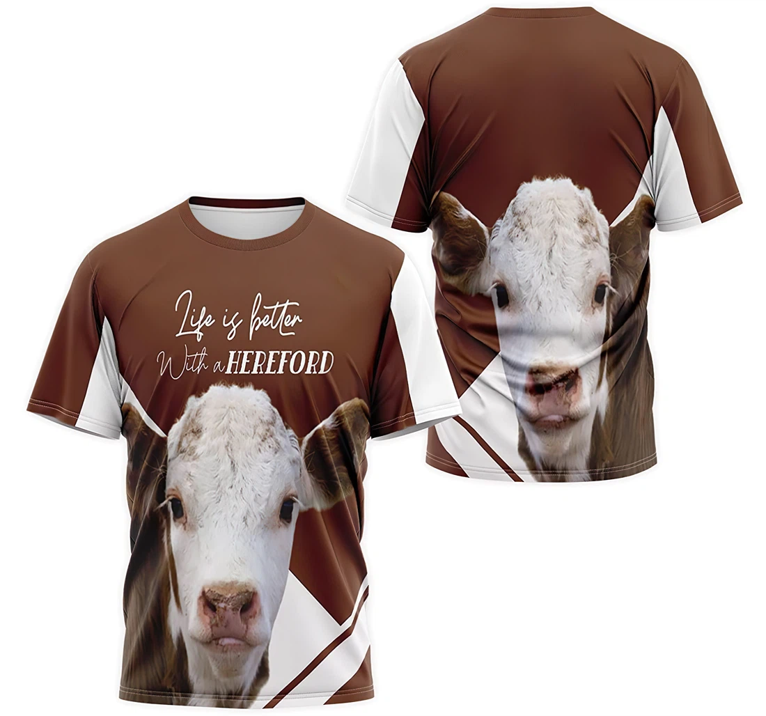 T-Shirt, Hoodie - Custom Name Life Is Better With A Hereford Bull 3D Printed