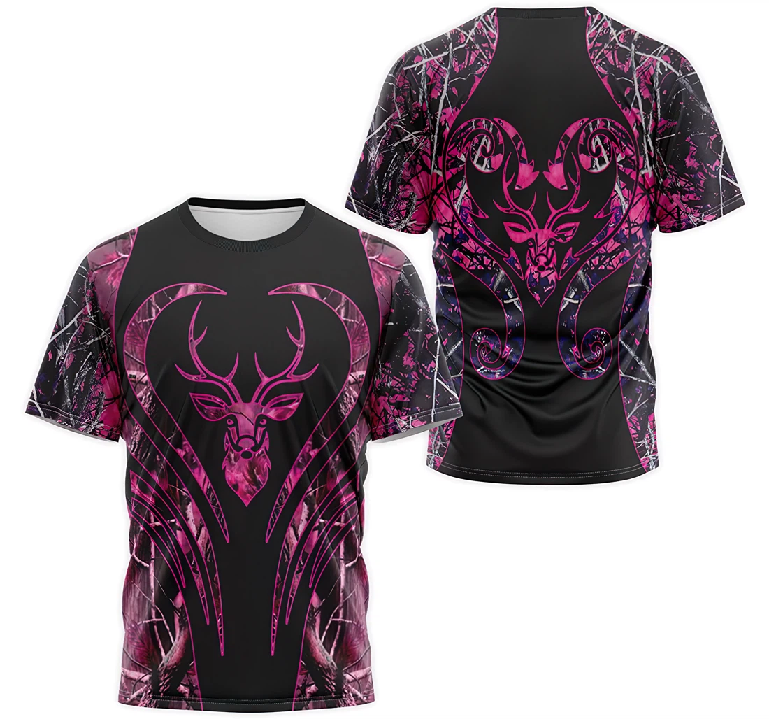 T-Shirt, Hoodie - Deer Hunting Pink Tree Camo 3D Printed