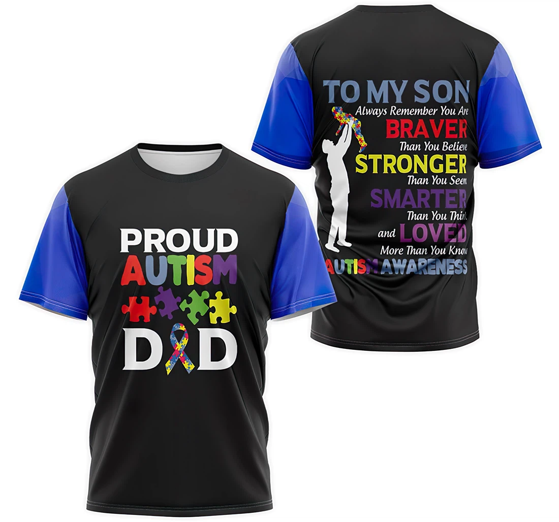 T-Shirt, Hoodie - Proud Autism D&D To My Son Braver Stronger Smarter Love 3D Printed