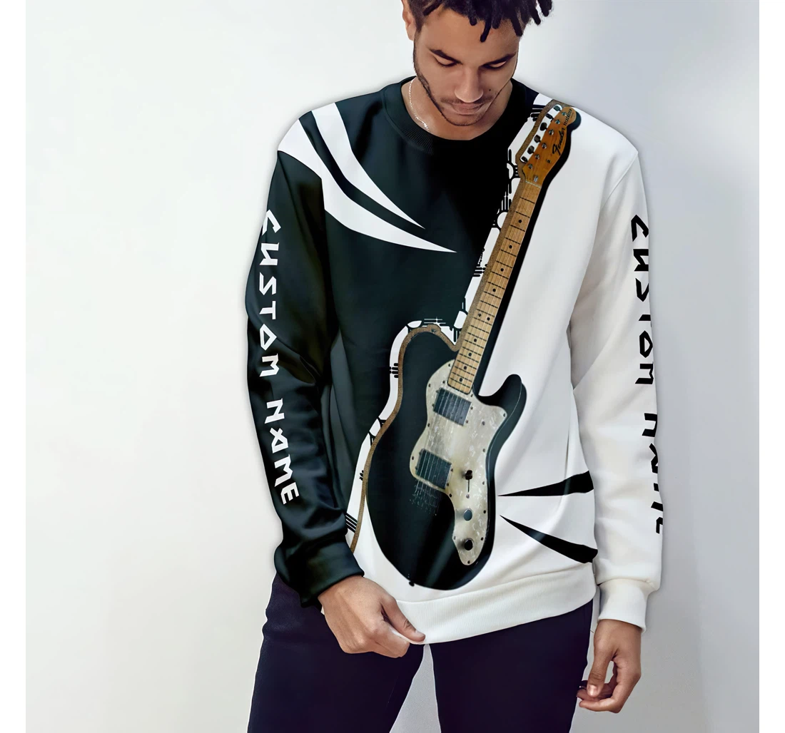 T-Shirt, Hoodie - Custom Name White Guitar Electric 3D Printed