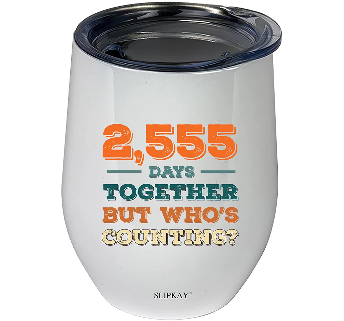 2555 Days Together But Whos Counting Tumbler 12 oz