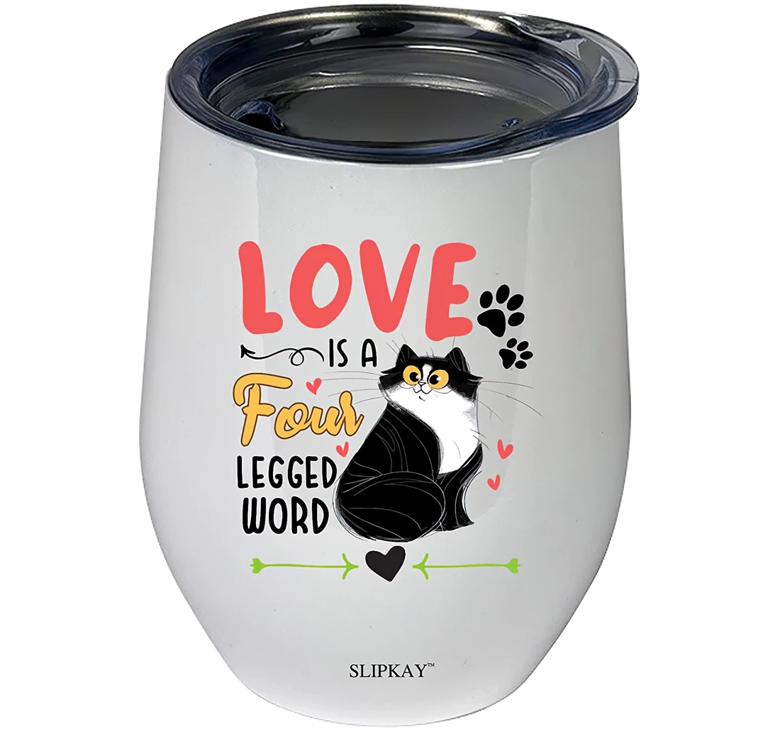 Tuxedo Cat Love Is A Four Legged Word 12oz Tumbler 12 oz